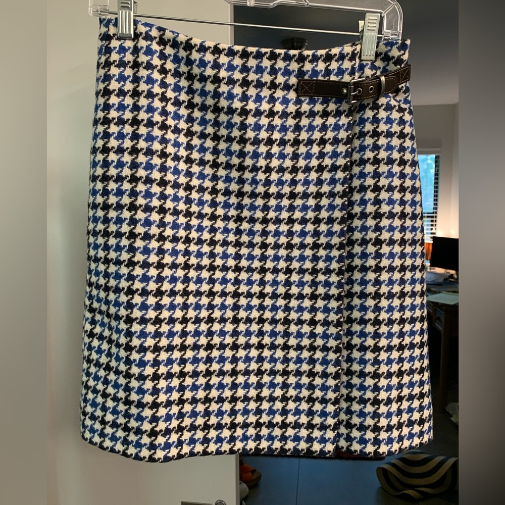 Boden Houndstooth Wool Kilt Skirt